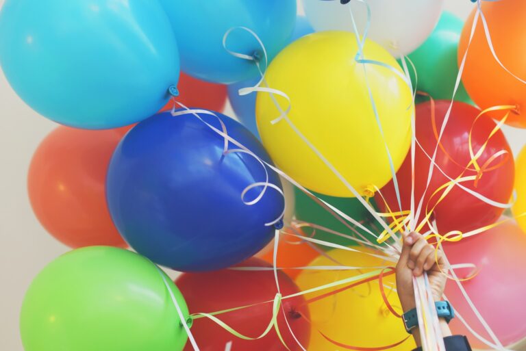 colourful balloons to encourage elderly socialising at our Summer party