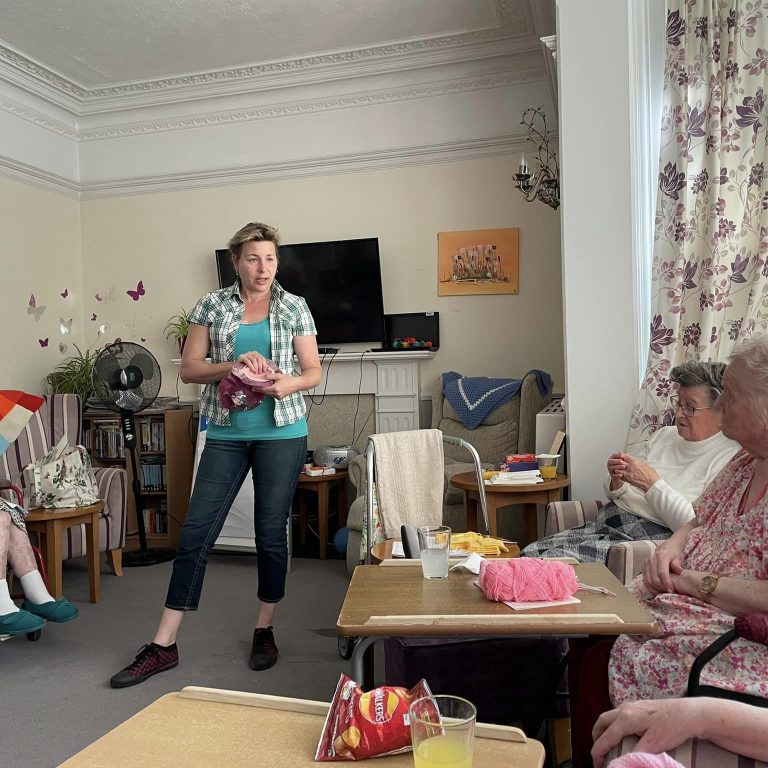 Becky a taxidermy specialist gives a talk to residents at the Hilgay Care Home in our are homes' meaningful activities blog series.