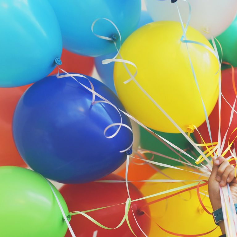 colourful balloons to encourage elderly socialising at our Summer party