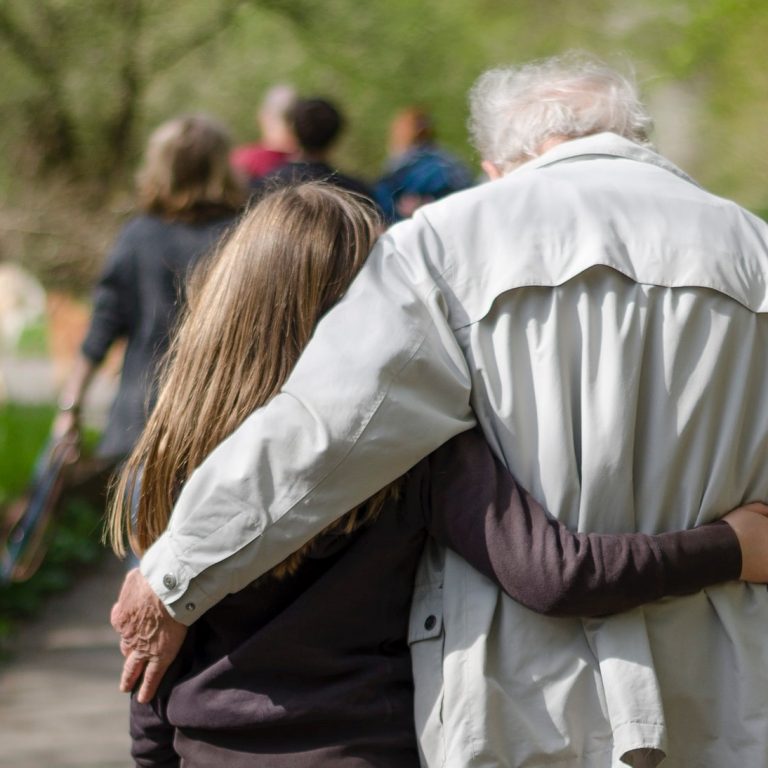family visiting resident in a care home
